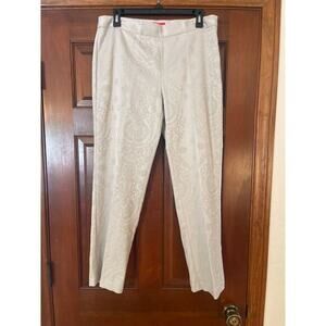 Oscar De La Renta silver paisley baroque cropped pants size 12